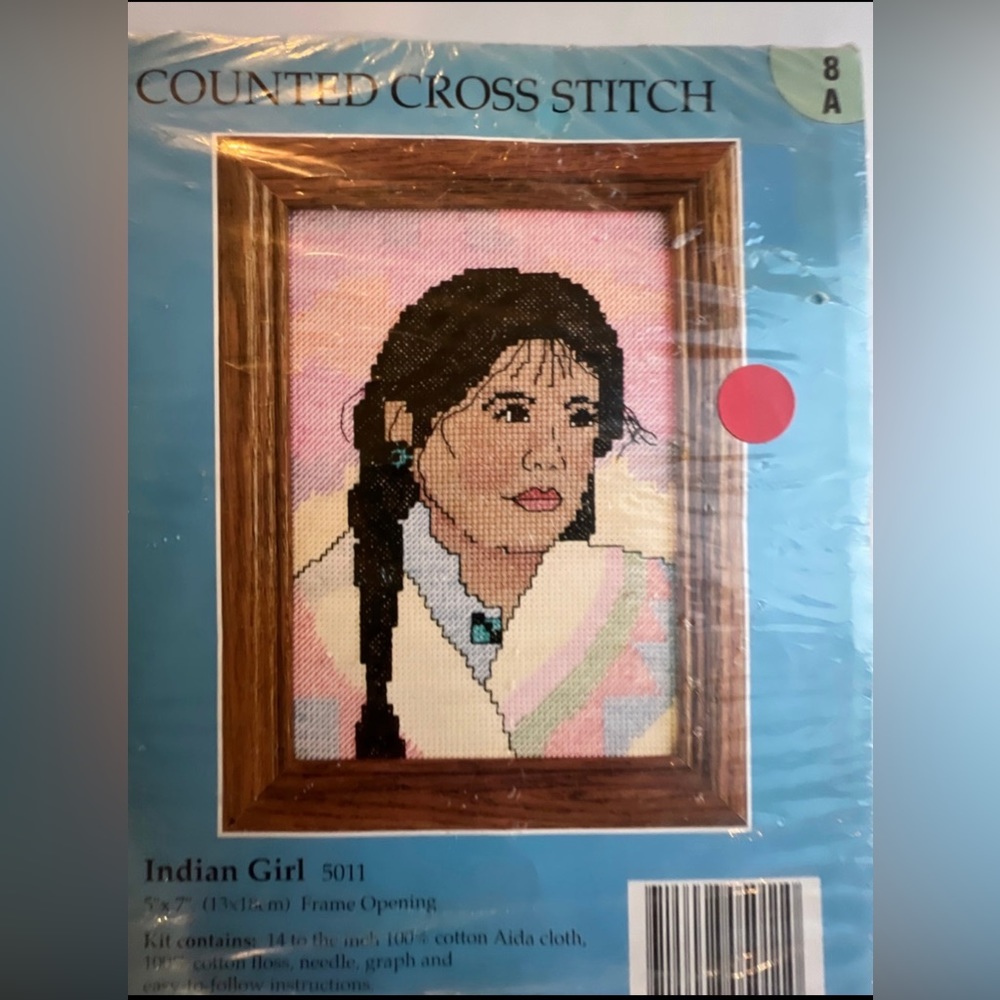 Vintage 1994 Candamar Designs Counted Cross Stitch Kit #5011 Indian Girl Cotton